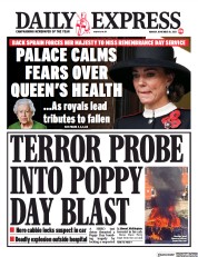 Daily Express () Newspaper Front Page for 15 November 2021