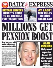 Daily Express () Newspaper Front Page for 15 January 2016