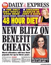 Daily Express () Newspaper Front Page for 15 April 2013
