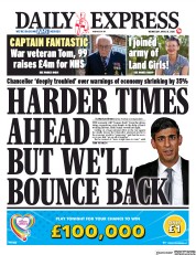 Daily Express () Newspaper Front Page for 15 April 2020