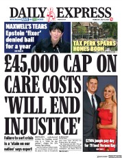 Daily Express () Newspaper Front Page for 15 July 2020