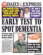 Daily Express () Newspaper Front Page for 15 August 2013