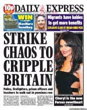 Daily Express () Newspaper Front Page for 15 September 2011