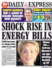 Daily Express () Newspaper Front Page for 15 September 2015