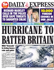 Daily Express () Newspaper Front Page for 16 October 2014