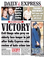 Daily Express () Newspaper Front Page for 16 October 2018