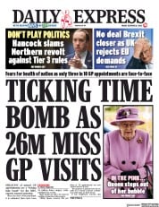 Daily Express () Newspaper Front Page for 16 October 2020