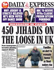 Daily Express () Newspaper Front Page for 16 November 2015