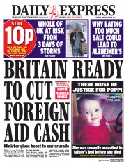 Daily Express () Newspaper Front Page for 16 January 2018
