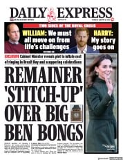 Daily Express () Newspaper Front Page for 16 January 2020