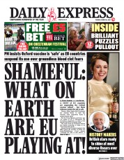Daily Express () Newspaper Front Page for 16 March 2021