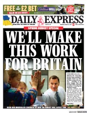 Daily Express () Newspaper Front Page for 16 March 2023