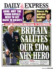 Daily Express () Newspaper Front Page for 16 April 2020