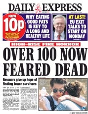 Daily Express () Newspaper Front Page for 16 June 2017