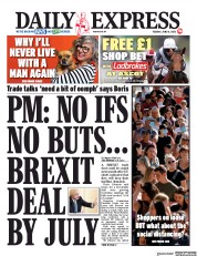 Daily Express () Newspaper Front Page for 16 June 2020