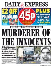 Daily Express () Newspaper Front Page for 16 July 2016