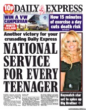 Daily Express () Newspaper Front Page for 16 August 2011