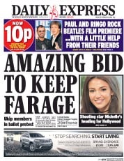 Daily Express () Newspaper Front Page for 16 September 2016