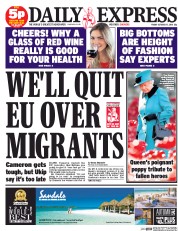 Daily Express () Newspaper Front Page for 17 October 2014