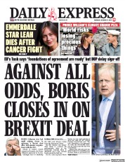 Daily Express () Newspaper Front Page for 17 October 2019