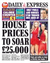 Daily Express () Newspaper Front Page for 17 January 2014
