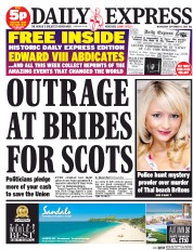 Daily Express () Newspaper Front Page for 17 September 2014