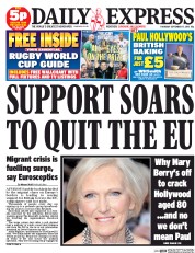 Daily Express () Newspaper Front Page for 17 September 2015