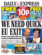 Daily Express () Newspaper Front Page for 17 September 2016