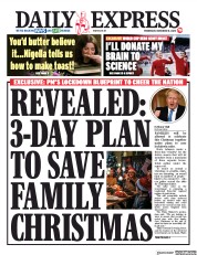 Daily Express () Newspaper Front Page for 18 November 2020