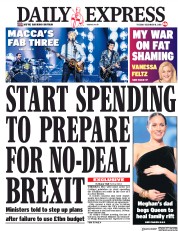 Daily Express () Newspaper Front Page for 18 December 2018