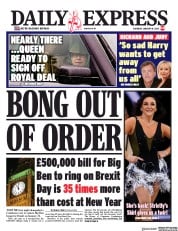 Daily Express () Newspaper Front Page for 18 January 2020