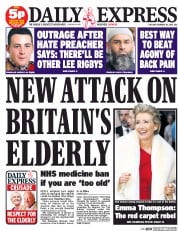Daily Express () Newspaper Front Page for 18 February 2014