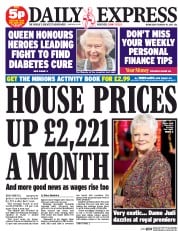 Daily Express () Newspaper Front Page for 18 February 2015