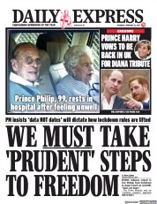 Daily Express () Newspaper Front Page for 18 February 2021