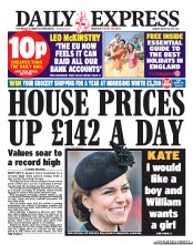Daily Express () Newspaper Front Page for 18 March 2013