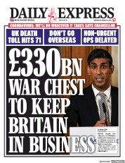 Daily Express () Newspaper Front Page for 18 March 2020