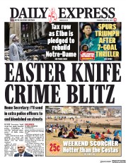 Daily Express () Newspaper Front Page for 18 April 2019