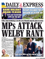 Daily Express () Newspaper Front Page for 18 April 2022