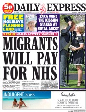 Daily Express () Newspaper Front Page for 18 June 2014