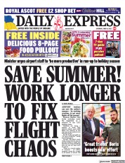 Daily Express () Newspaper Front Page for 18 June 2022