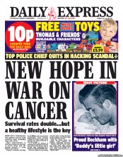 Daily Express () Newspaper Front Page for 18 July 2011