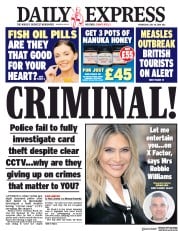 Daily Express () Newspaper Front Page for 18 July 2018