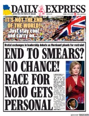 Daily Express () Newspaper Front Page for 18 July 2022