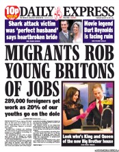Daily Express () Newspaper Front Page for 18 August 2011