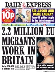 Daily Express () Newspaper Front Page for 18 August 2016