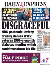 Daily Express () Newspaper Front Page for 19 October 2018