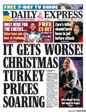 Daily Express () Newspaper Front Page for 19 November 2022