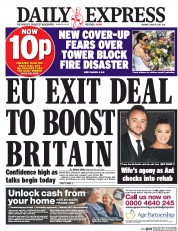 Daily Express () Newspaper Front Page for 19 June 2017