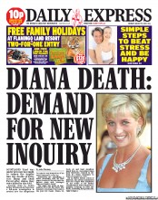 Daily Express () Newspaper Front Page for 19 August 2013