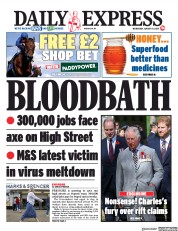 Daily Express () Newspaper Front Page for 19 August 2020